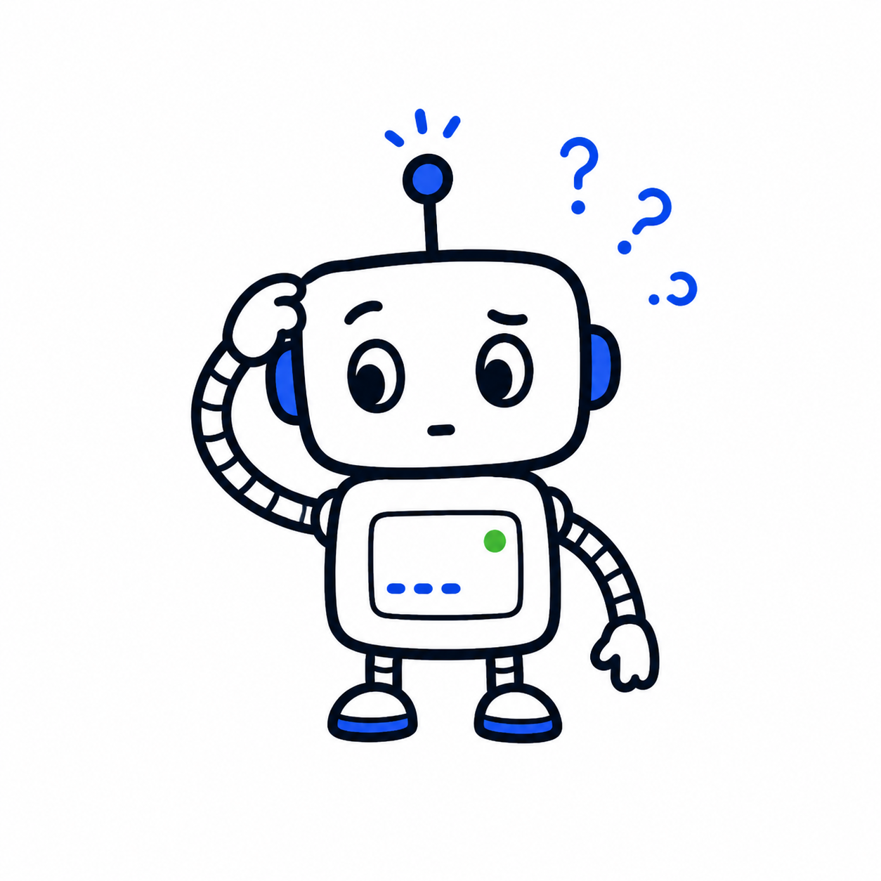 A confused empty-handed AI agent scratching its head