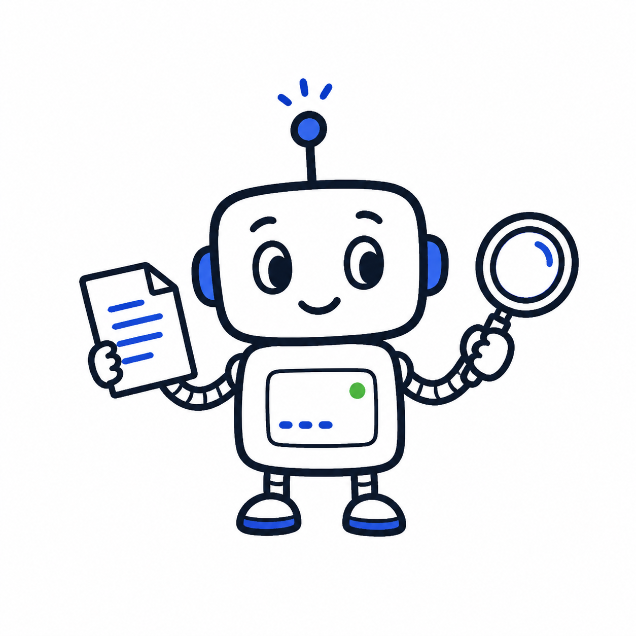 A cute AI agent robot using retrieved information